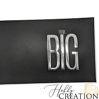 Кожзам с принтом "Think Big / серебро" 18*28 см. матовый, черный