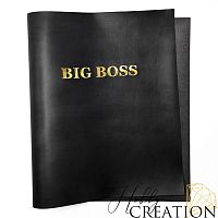 Кожзам с принтом "Big boss / золото" 26*46 см. матовый, черный