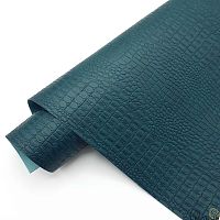 Переплетный кожзам тиснение крокодил, темно-изумрудный