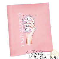 Кожзам с принтом "Lash master" 26*46 см. матовый II, пудрово-розовый