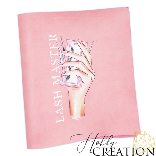 Кожзам с принтом "Lash master" 26*46 см. матовый II, пудрово-розовый