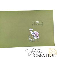 Кожзам с принтом "Пион" 18*28 см. матовый II, прованские травы