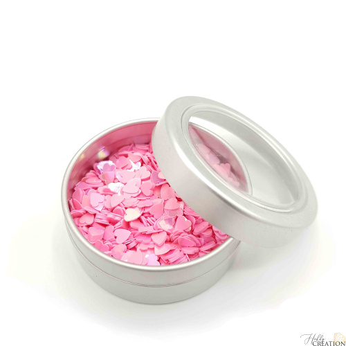Пайетки / Сердечко, глянец розовый