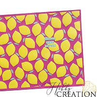 Кожзам с принтом "Лимончики" 18*28 см. матовый, bubble gum