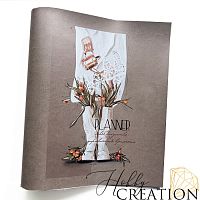 *Кожзам с принтом "Твое искусство" 26*46 см., глянцевый серо-розовый с перламутром