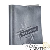 Кожзам с принтом "Men's planner" 26*46 см. глянцевый, цинк