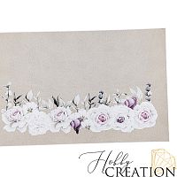 Кожзам с принтом "Розы" 18*28 см. тиснение под кожу Шарм, серо-розовый