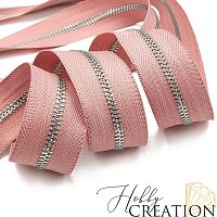 Молния металлическая №3, пыльная роза 