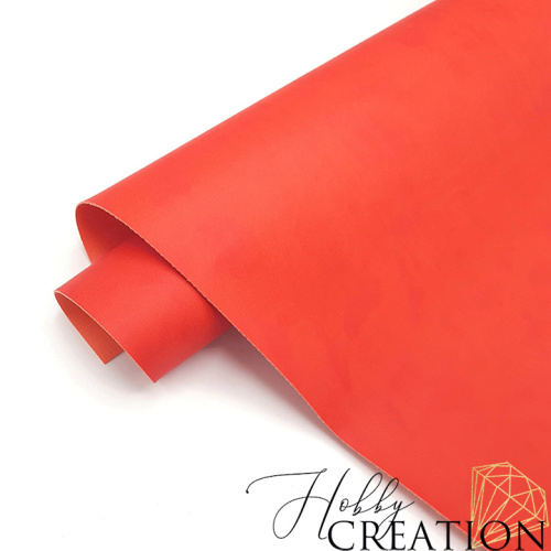 Переплетный кожзам матовый II, кораллово-красный