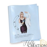 Кожзам с принтом "гороскоп водолей / Джейн блондинка" 26*46 см. глянцевый с перламутром, светло-голу