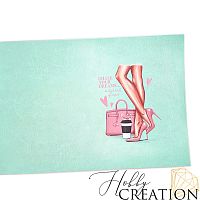 Кожзам с принтом "Туфли твоей мечты" 18*28 см. глянцевый, мятный