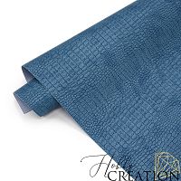 Переплетный кожзам тиснение крокодил, светло-синий джинс