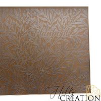 *Кожзам с принтом "Planbook - веточки" 26*46 см., матовый кофейный