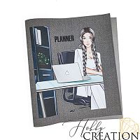 Кожзам с принтом "Джорджия" 26*46 см. тиснение Твид, серый