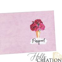 Кожзам с принтом "Пионы в рожке" 18*28 см. матовый II, сиренево-розовый