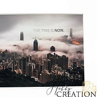 Кожзам с принтом "The time is now" 26*46 см. тиснение под кожу II, белый