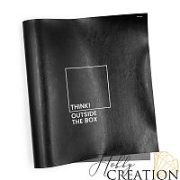 Кожзам с принтом "Think outside the box" 26*46 см. глянцевый, черный