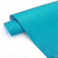 Переплетный кожзам тиснение крокодил, темно-бирюзовый