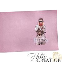 Кожзам с принтом "Богема" 18*28 см. глянцевый, пепельно-розовый