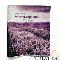 Кожзам с принтом "Лавандовое поле!" 26*46 см. тиснение крокодил, белый