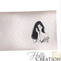 Кожзам с принтом "Ты уникальна!" 18*28 см. глянцевый, серо-розовый с перламутром