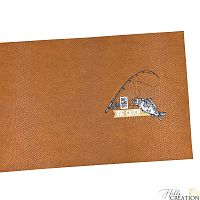 Кожзам с принтом "Big catch" 18*28 см. тиснение питон, карри