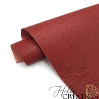 Переплетный кожзам тиснение крокодил, темно-красный