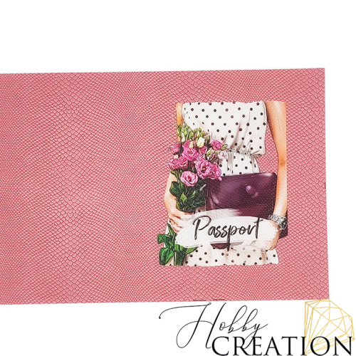 Кожзам с принтом "Мэдди" 18*28 см. тиснение питон, пудрово-розовый