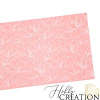 Кожзам с принтом "Магнолии" 18*28 см. тиснение под кожу, светло-розовый