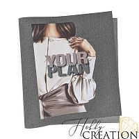 Кожзам с принтом "Керри" 26*46 см. тиснение Твид, серый