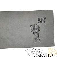 Кожзам с принтом "Never Give UP" 18*28 см. матовый II, серый