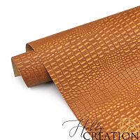 Переплетный кожзам тиснение крокодил, карри