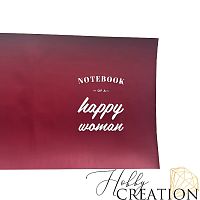 Кожзам с принтом "NOTEBOOK WOMAN" 26*46 см. матовый однотонный, винный
