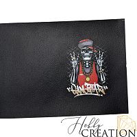 Кожзам с принтом "Гангстер" 18*28 см. тиснение под кожу II, черный