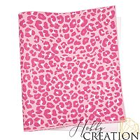 Кожзам с принтом "Пятна леопарда / розовые" 26*46 см. тиснение под кожу, светло-розовый