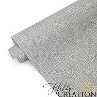 Переплетный кожзам тиснение крокодил, платина