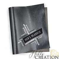 Кожзам с принтом "Men's planner" 26*46 см. глянцевый, цинк