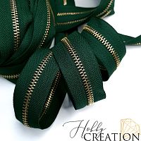 Молния металлическая №5, темно-зеленая 