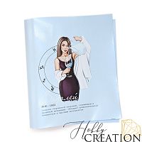 Кожзам с принтом "гороскоп водолей / Джейн брюнетка" 26*46 см. глянцевый с перламутром, светло-голуб