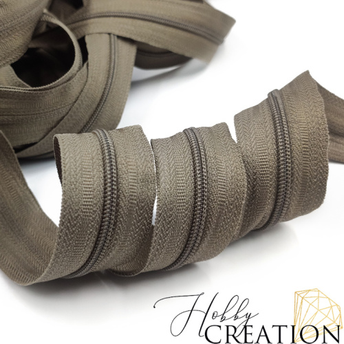 Молния акриловая №3, серо-коричневая