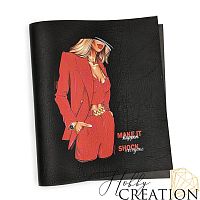 Кожзам с принтом "Лекси" 26*46 см. тиснение жатая кожа, черный