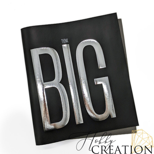 Кожзам с принтом "Think Big / серебро" 26*46 см. матовый, черный Кожзам с принтом "Think Big / серебро" 26*46 см. матовый, черный