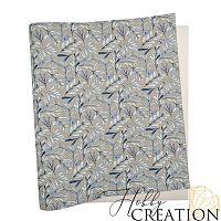 Кожзам с принтом "Голубые лепестки" 26*46 см. тиснение Твид, платина