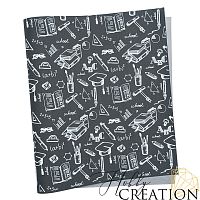 Кожзам с принтом "Школа" 26*46 см. тиснение Деним, графит