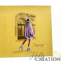 *Кожзам с принтом "Алия" 26*46 см. матовый, кукурузный