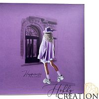 *Кожзам с принтом "Алия" 26*46 см. матовый, лиловый