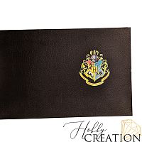 Кожзам с принтом "Герб HP" 18*28 см. тиснение под кожу, горький шоколад