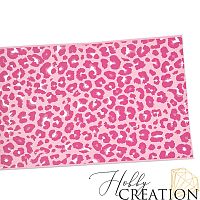 Кожзам с принтом "Пятна леопарда / розовые" 18*28 см. тиснение под кожу, светло-розовый