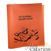 Кожзам с принтом "Твоя вершина побед" 26*46 см. матовый II, терракотовый