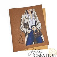 Кожзам с принтом "Аманда" 26*46 см. тиснение Твид, коричневый